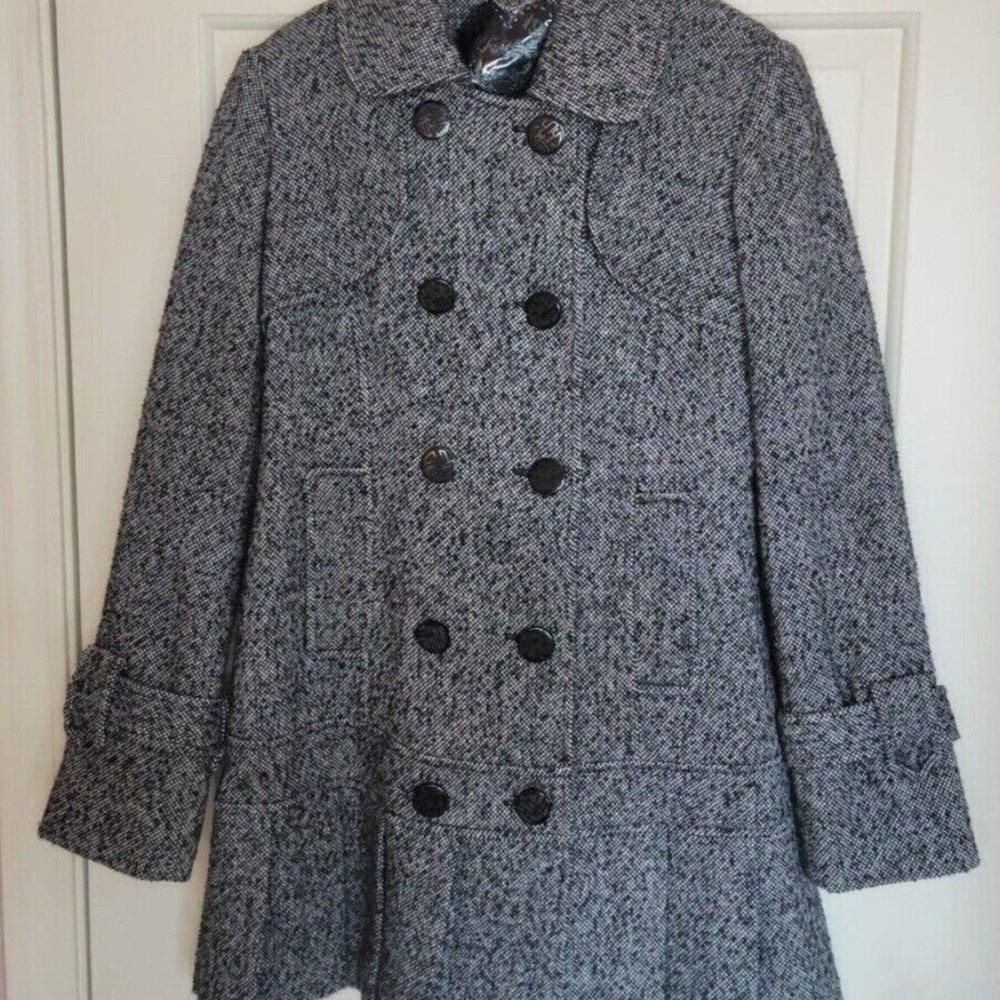 Guess women's dress Black, white Tweed coat, Size small